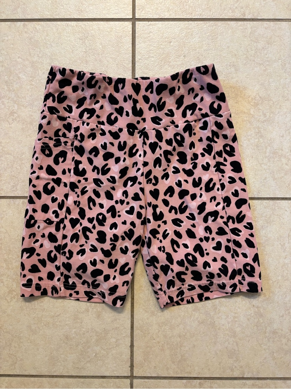 Girls No Boundaries Pink Leopard Print Biker Shorts Size S 3-5 Stretch